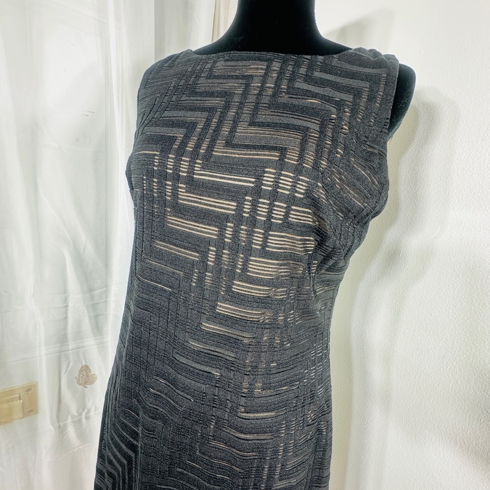 American Living Black Sheer Chevron Dress - Picture 3 of 6
